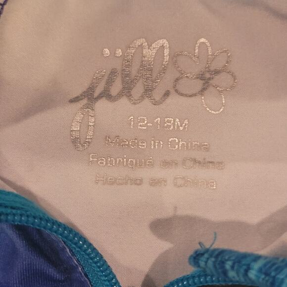 Jill Yoga Track Suit Outfit Blue Teal Ombre Jacket and Pants Set Full Zip - Picture 10 of 10